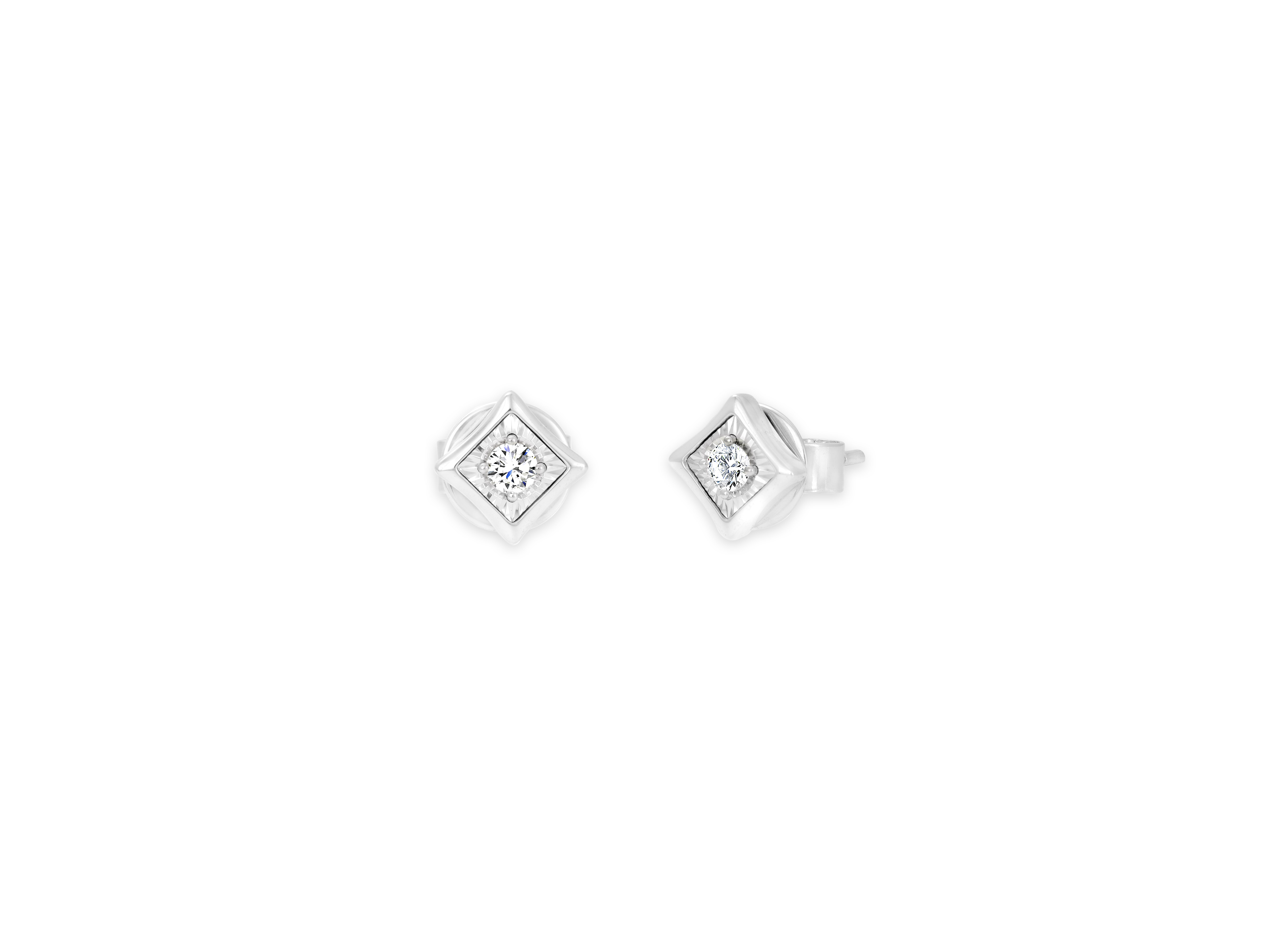 ENCORE - 18K白色及电黑黄金钻石单耳环