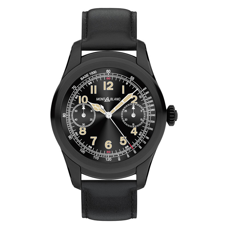 萬寶龍Summit系列黑色PVD塗層精鋼智能腕錶 - 黑色小牛皮錶帶