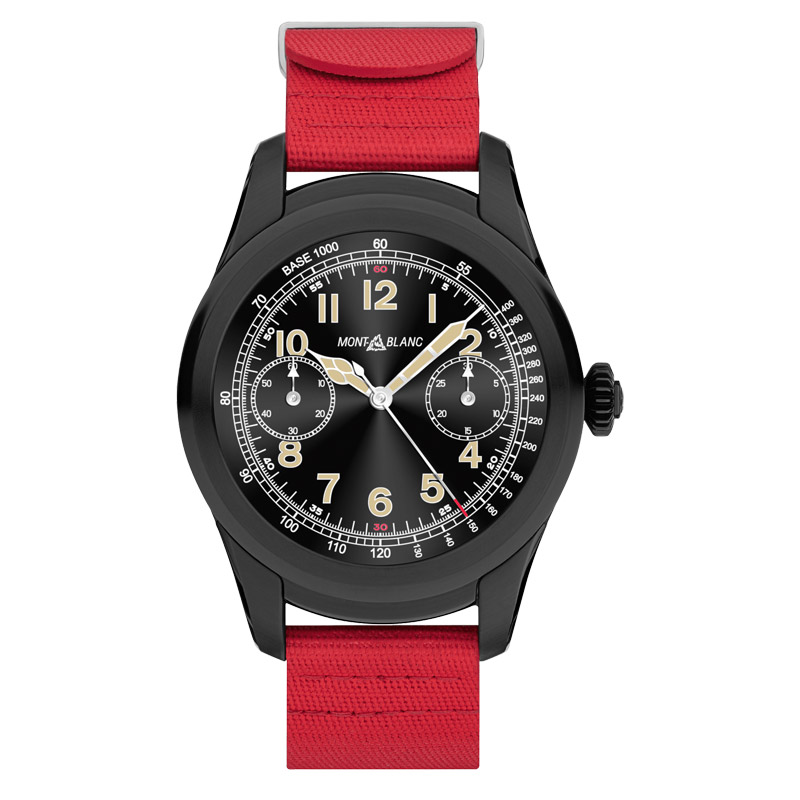 万宝龙Summit 系列黑色钢智能腕表 - 红色橡胶表带