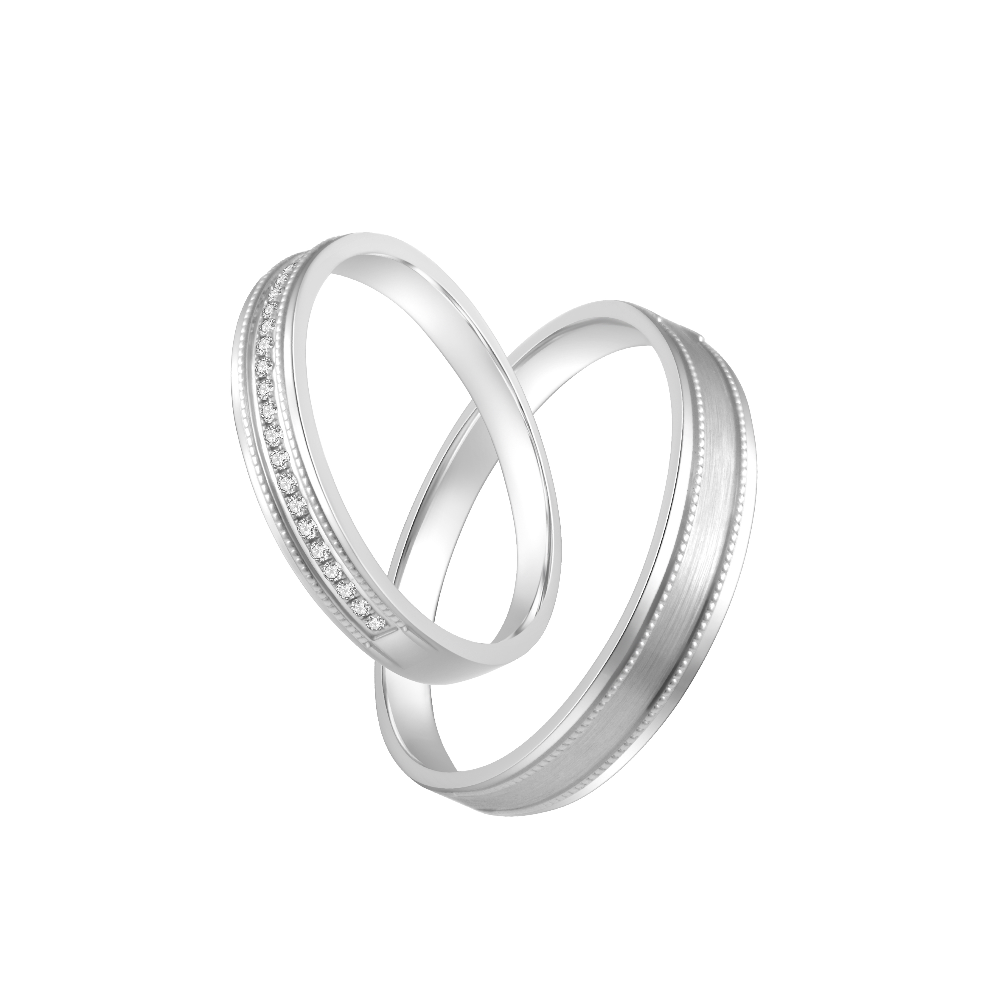 我們倆結婚對戒系列 18K白色黃金鑽石對裝戒指