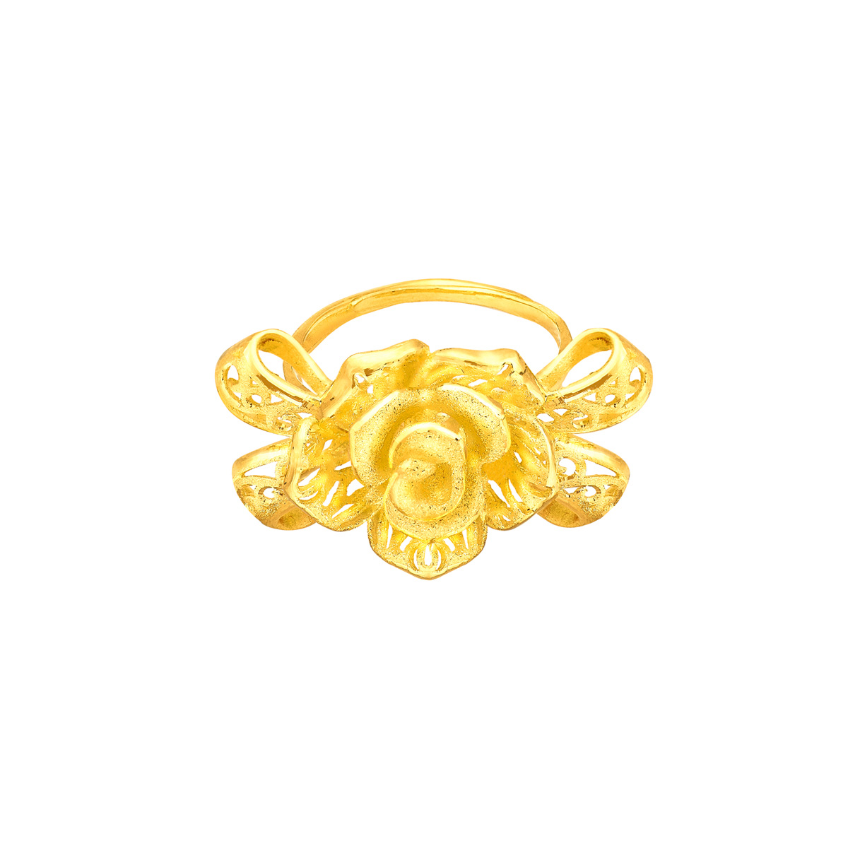 囍悅花期 – 玫瑰花足金戒指