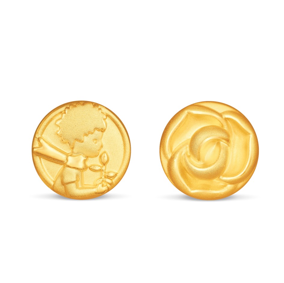 《小王子》與玫瑰花圖案足金串飾