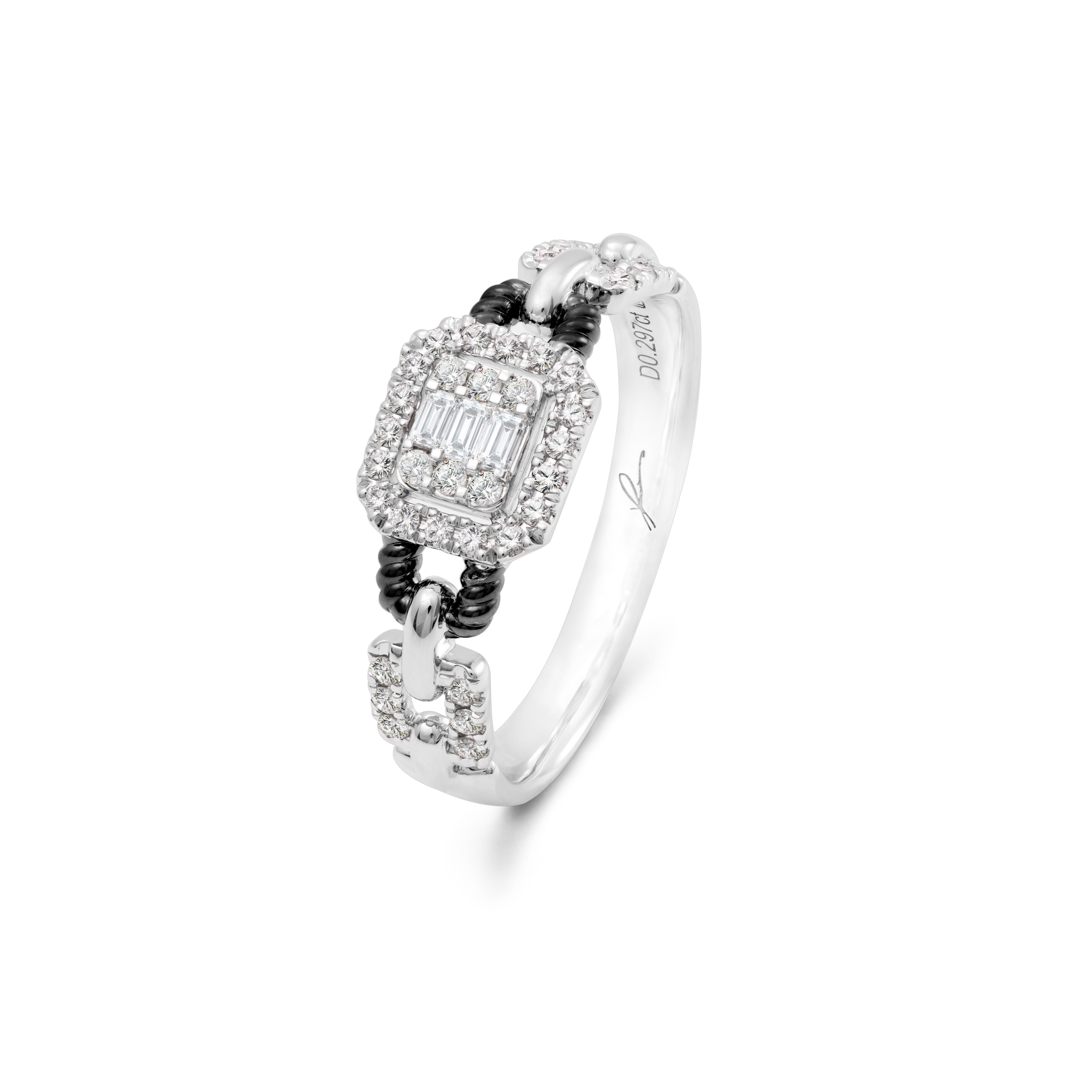 ENCORE - 18K白色及電黑黃金<br />
鑽石戒指