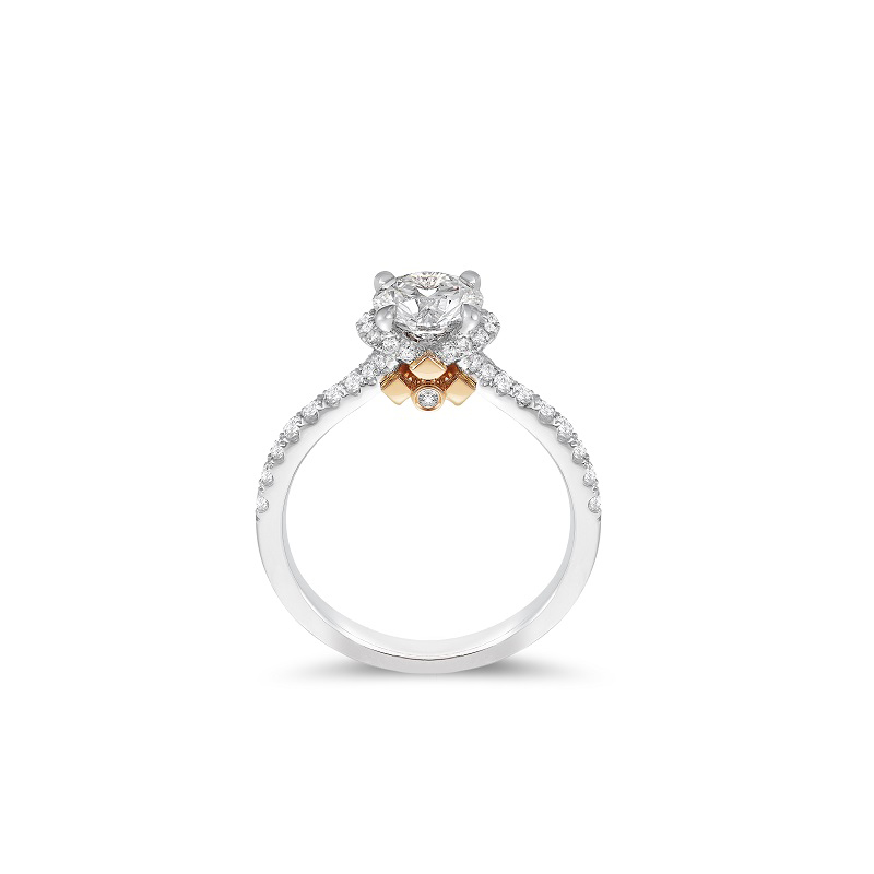 18K White Gold and Rose Gold Diamond Ring