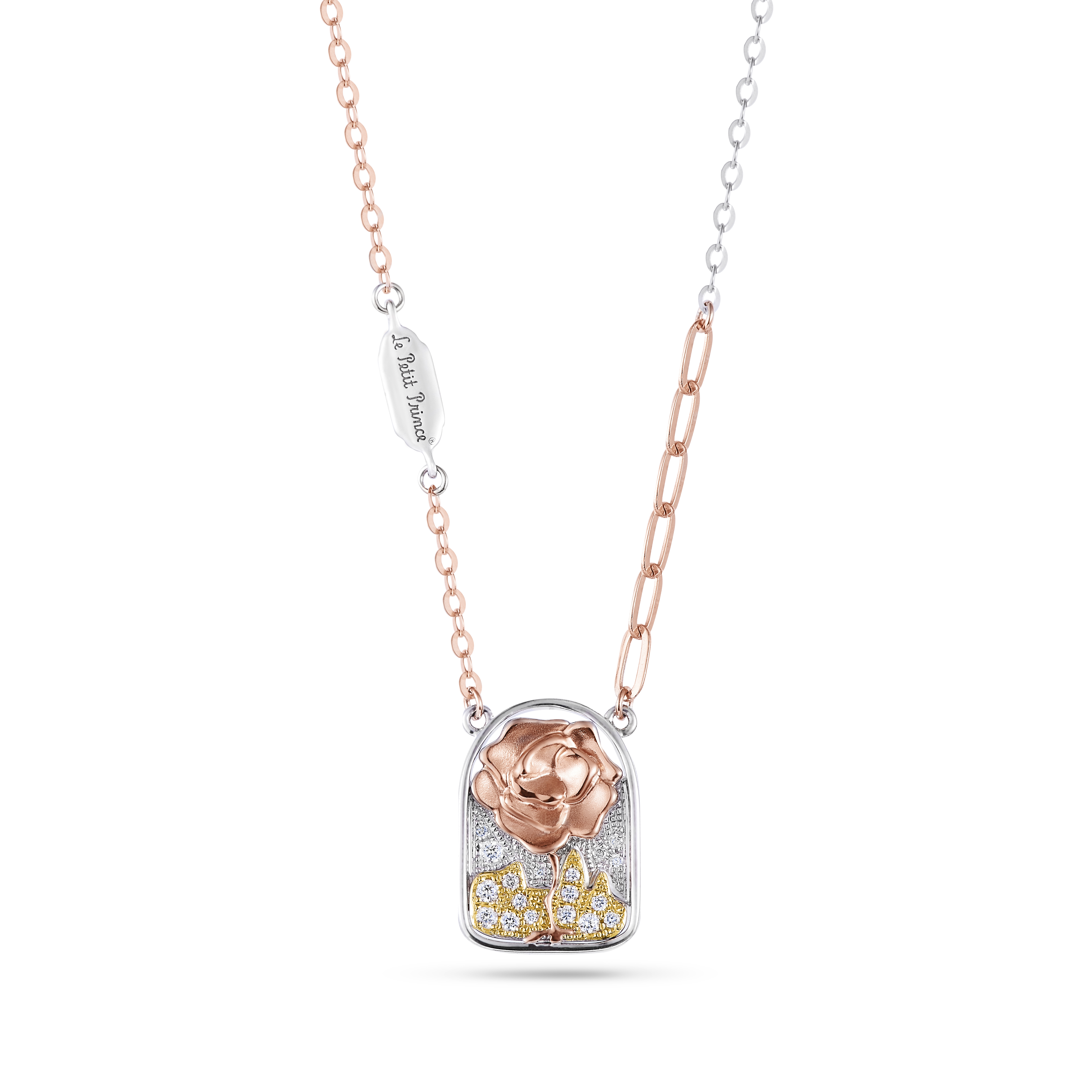 18K White Gold and Rose Gold Diamond Necklace - Rose