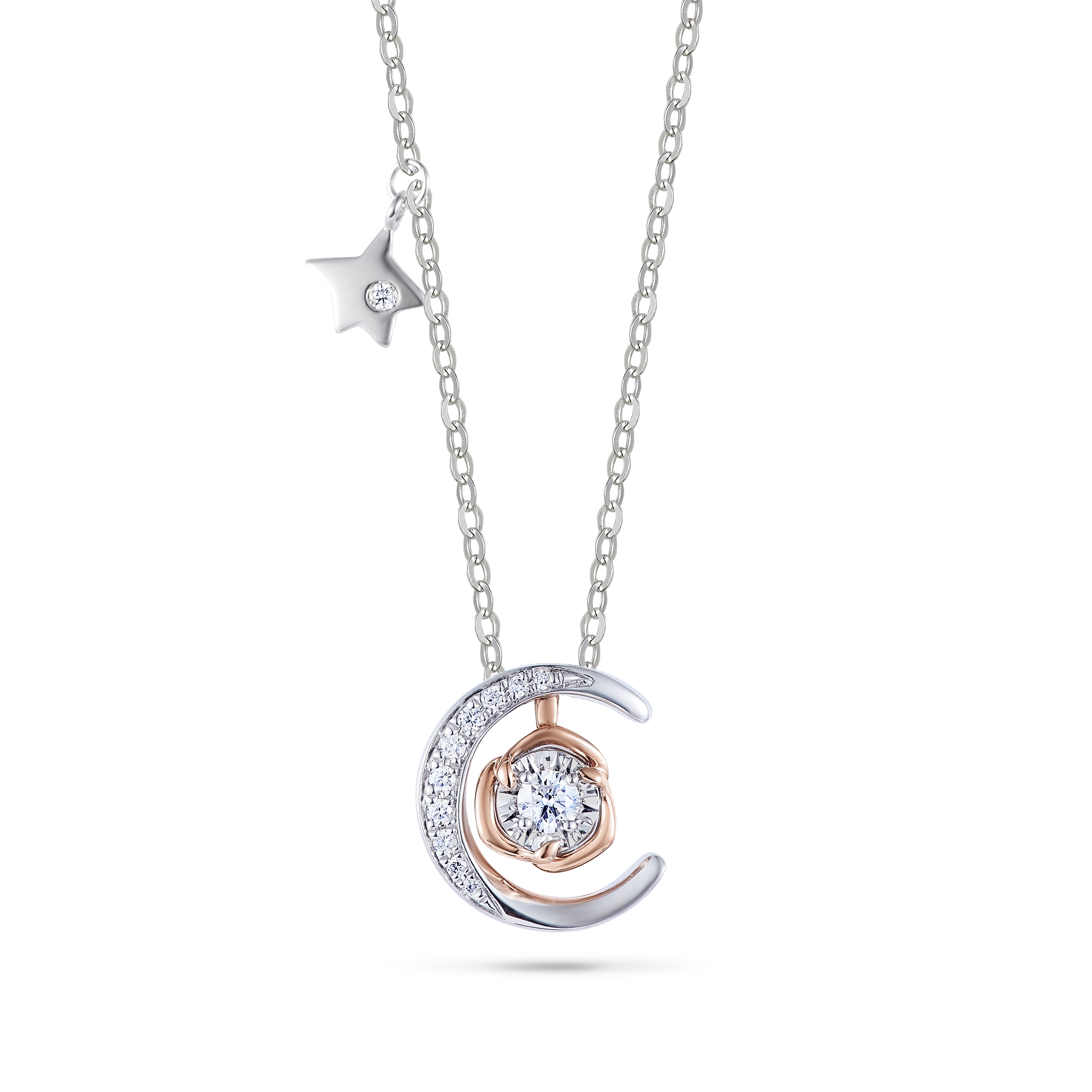 18K White Gold and Rose Gold Diamond Necklace